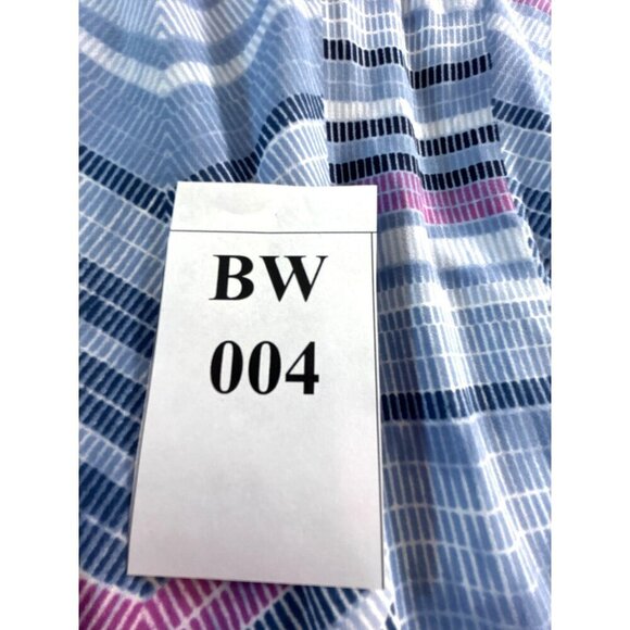 Chico’s Womens Dress Maxi Blue/Pink Multi Belted Sleeveless V-Neck Side Slits Si - Picture 7 of 7